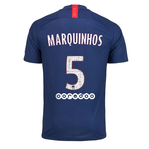 Camiseta Paris Saint Germain NO.5 Marquinhos Primera equipación 2019-2020 Azul